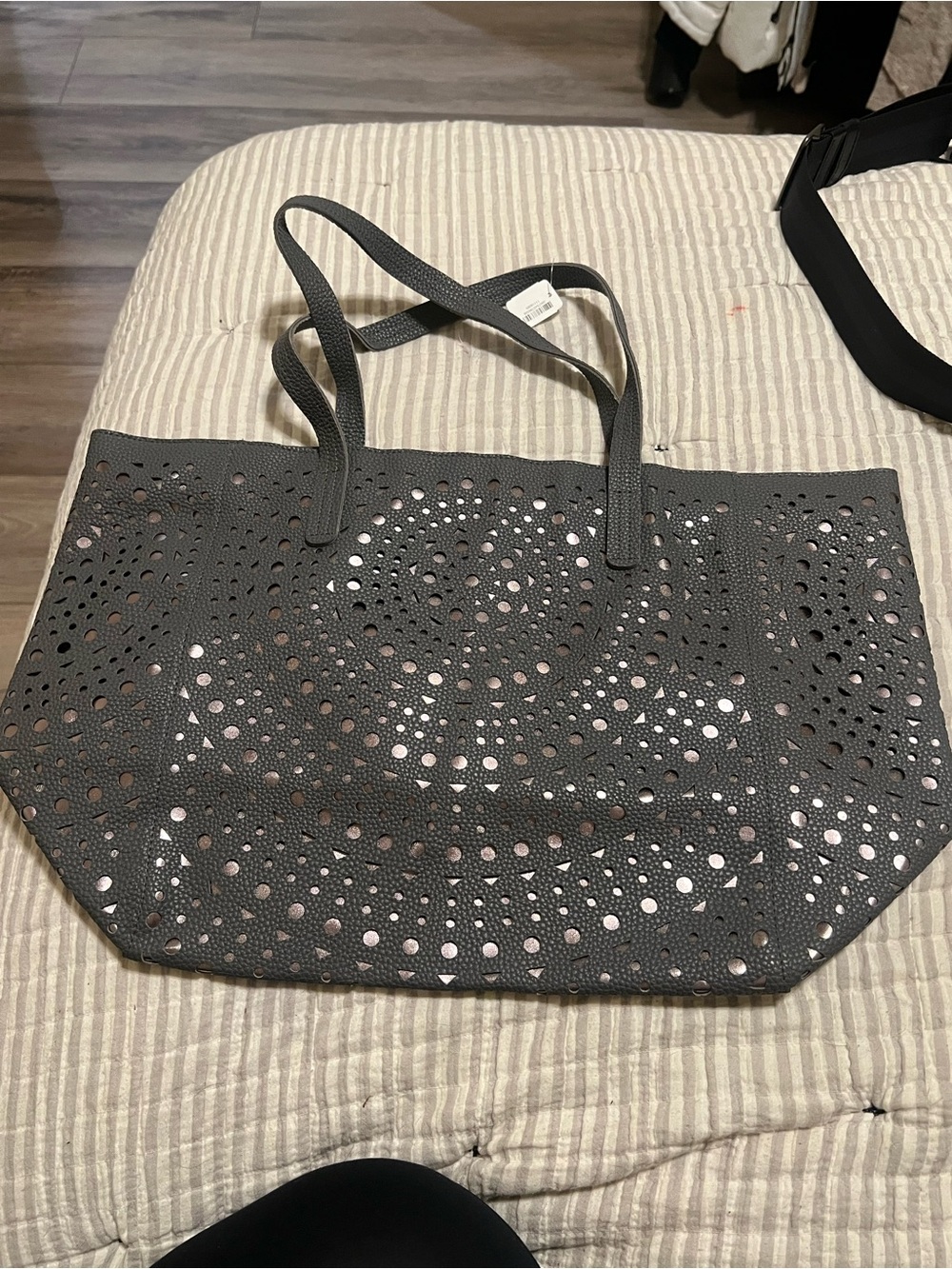 Black Laser-Cut Tote Bag - Stylish Everyday Carry